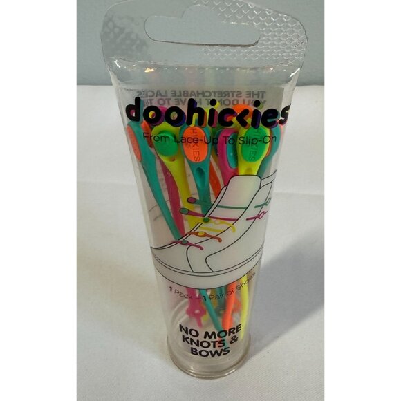 Doohickies Tie Free Shoe Laces Stretchy One Size Neon Rainbow Colors NEW - Picture 1 of 3